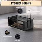Pivmuth 2 Pack Humane Rat Traps 12.5"x5.5"x4.5", Reusable Mouse Traps for Indoor/Outdoor Use, No-Kill Live Capture for Chipmunks, Squirrels, Rats, Mice