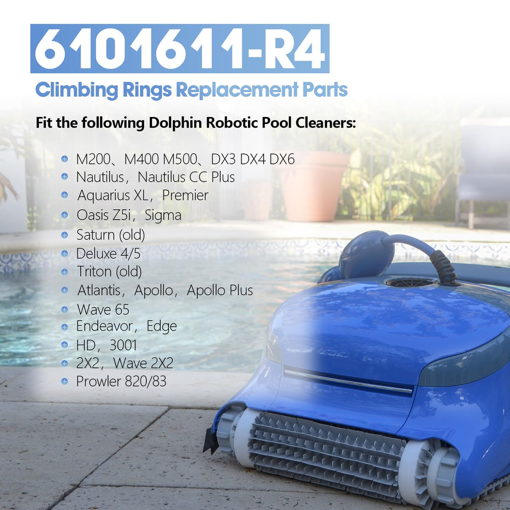 Pokin Pool Cleaner Accessories, The Climbing Ring Replacement 6101611-R4, Timing Track 9985006-R2 and 3884997-R6 Guide Wheels Pulley Gears Combo Kits for Maytronics Dolphin Nautilus cc Plus Parts
