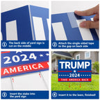 Probsin Trump 2024 Yard Sign with Metal H Stakes Double Sided 16" x 24" Trump Take America Back Blue Signs Voted for Trump Outdoor Decorations for Indoor Outdoor Lawn, Garden, Window, Party Supplies