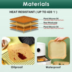 250 Pcs 8" Square Air Fryer Liners Disposable, Unbleached Parchment Paper Liners for Airfryer Basket, Non-Stick & Leakproof Baking Paper for Oven Roasting