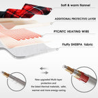 Heated Blanket Electric Throw 50X60, Christmas Heating Blanket Gift with 10 Heating Levels & 8 Hours Auto Off, Red Plaid Checkered Sherpa Blanket Warmer for Adults, Couch Bed Office Use, ETL