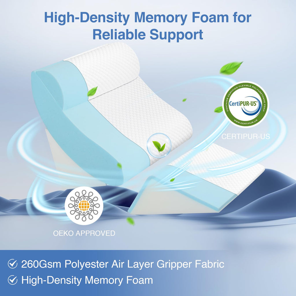 Welzona 4Pcs Orthopedic Bed Wedge Pillow Set for Post Surgery, Gel-Infused Memory Foam Layer Wedge Pillow for Sleep Apnea, Leg, Knee, Back, and Arm Support, Sit up Pillow for Bed