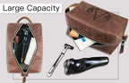 Aganmi Personalized Fathers Day Birthday Gifts for Men Father New Dad Papa Elderly Dad Travel Toiletry Bag Initial PU Leather Shaving Bag for Toiletries Accessories Travel Essential Storage Bag (C)