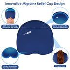 Comfitech Migraine Ice Head Wrap, Headache Relief Hat for Migraine Cap for Tension Puffy Eyes Migraine Relief Cap for Sinus Headache and Stress Relief Cold Compress (Medium Blue)