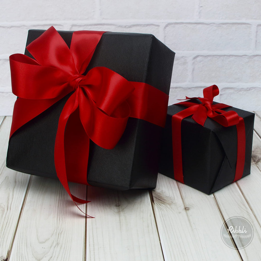 Ribbli Red Double Faced Satin Ribbon,1-1/2” x Continuous 25 Yards,Use for Bows Bouquet,Christmas Gift Wrapping,Floral Arrangement