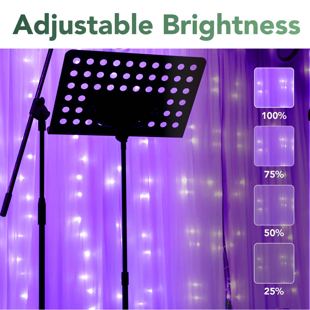 MAGGIFT 304 LED Curtain String Lights, 9.8 x 9.8 ft, 8 Modes Plug in Halloween Fairy Light with Remote Control, Christmas, Backdrop for Indoor Outdoor Bedroom Window Wedding Party Decoration, Purple