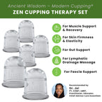 LURE Essentials Zen Cupping Therapy Set Cupping Kit for Massage Therapy - Silicone Cups - Massage Cups Cupping for Cellulite – Lymphatic Drainage Massage - Fascia (6 Cups Clear)