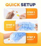 Heavy Duty Duster Refills for Swiffer Duster, 20 Count Duster Refills with 1 Handle, Multisurface 360° Dusters with 4X Microfibers, Unscented Disposable Dusters for Cleaning (Blue)