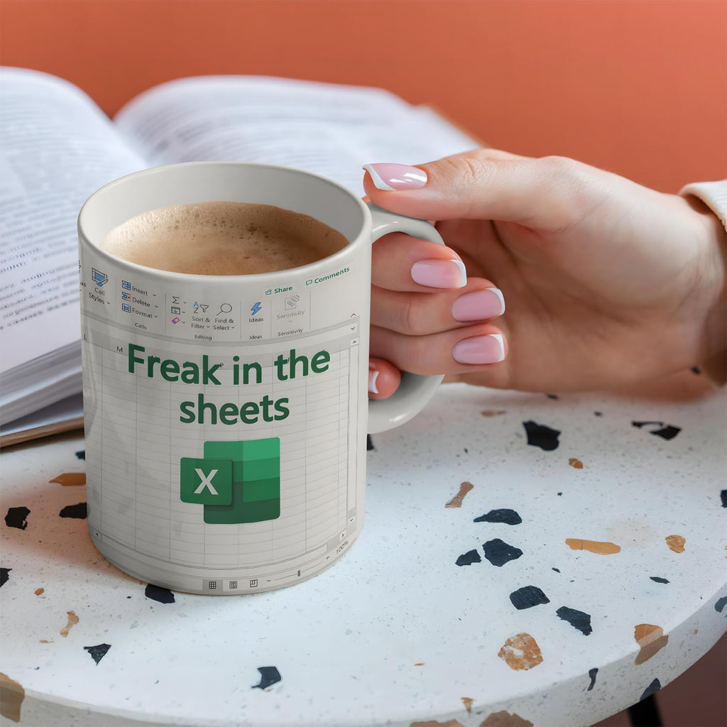 Aigori Funny Excel Coffee Mug, Freak In The Sheets Mug, Spreadsheet Excel Cup, Gifts for CPA CFO Coworkers Accounting Boss Friends, Novelty Gifts for Birthday Christmas New Year Men Women