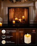 Homemory 2" x 2" Timer Flickering Flameless Candles, Realistic Battery Operated Votive Candles, 6Pack 3D Wick Electric Fake Candles for Christmas, Wedding, Home Decorations (Ivory Base)