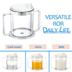 Adult Sippy Cup 2 Handle Plastic Mug 10 oz No Spill Cups for Elderly Spill Resistant Lightweight Drinking Cup with Easy to Grasp Handles Sip Cups for Hot and Cold Beverages (6 Pcs)