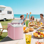 OLIXIS Ice Maker Machine with Handle,26lbs in 24Hrs,9 Ice Cubes in 6 Mins,Auto-Cleaning Portable Ice Maker with Basket and Scoop, Countertop Ice Maker for Home, Kitchen, Camping, RV - Pink