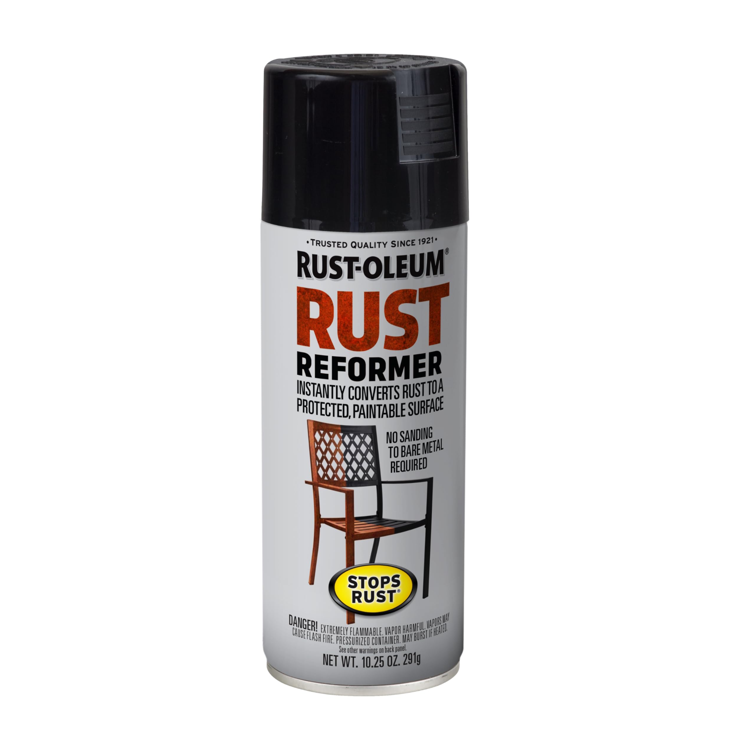 Stops Rust Reformer Spray, Instantly Converts Rust to a Protected Paintable Surface, No Bare Metal Sanding Required, Black, 10.25 oz