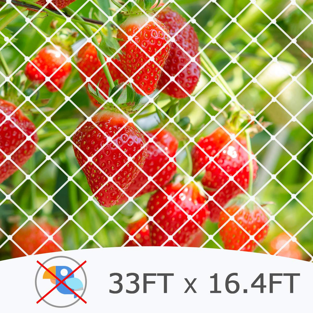 Coolrunner Anti-Bird Netting, 33FT x 16.4FT Bird Net, Nylon Garden Netting with 100Pcs Cable Ties Protect Garden Farm Fruit and Vegetables from Birds, Deer