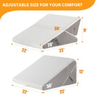 Ruqmuis Bed Wedge Pillow for Sleeping, 9&12 Inch Adjustable Wedge Pillow Set for After Surgery, Triangle Pillow for Back Pain Relief, Leg Support, Acid Reflux, Gerd, White/Grey