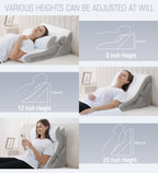 Foamalusion Bed Wedge Pillow for Sleeping 3PCS, 9 &12& 20 Inches Adjustable Memory Foam Wedge Pillow for Acid Reflux Relief, Pillow Wedge for After Surgery, Snoring, Back Pain