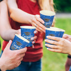 Whaline 100Pcs Graduation Disposable Cups Class of 2024 Congrats Grad Paper Cups Graduation Hat Stars Graduation Party Drinking Cups for Hot Drinks Cold Beverage Graduation Party Supplies, 9 Oz