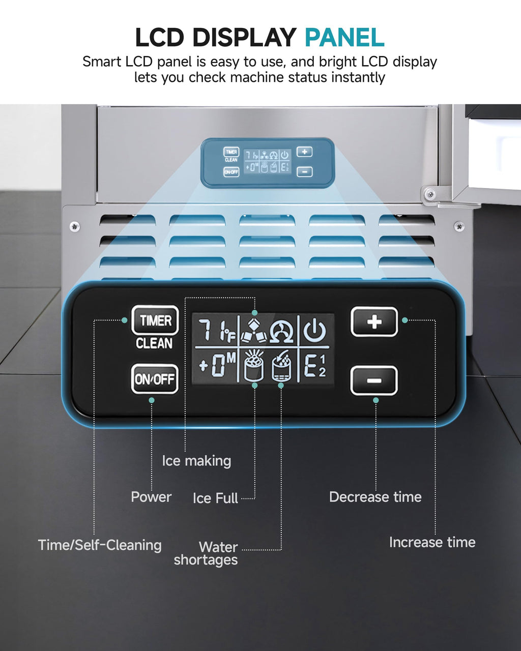 EUHOMY Under Counter Nugget Ice Maker Machine, 70Lbs/Day, Bulit-in Freestanding Ice Maker with Double Ice Baskets, Self-Cleaning & 24H Timer Ice Machine, for Home Use(Silver)