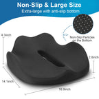 Memory Foam Seat Cushion,Office Chair Cushion,Car Seat Cushion,Tailbone Pain Relief Cushion,Sedentary & Coccyx & Back Pain Relief,Sciatica Support,Non-Slip Cushions,Portable & Washable (Black)