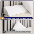 downluxe King Size Bed Wedge Pillow for Headboard - Headboard Pillow King Bed, Mattress Gap Filler to Close The Gap(0-6") Between Mattress and Headboard or Wall, White(76"x10"x6")
