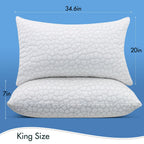 Cooling Bed Pillows for Sleeping 2 Pack Shredded Memory Foam Pillows Adjustable Cool Pillow for Side Back Stomach Sleepers Luxury Gel Pillows King Size Set of 2 with Washable Removable Cover