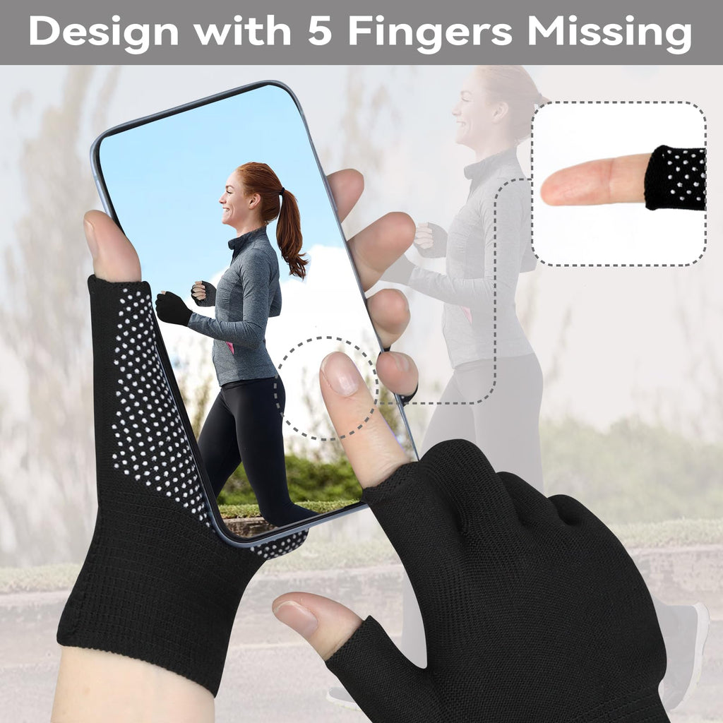 Winter Touchscreen Gloves for Women and Men, Anti-Slip Light Weight Half-Finger Gloves for Hiking, Warm Glove Cycling Driving, Cold Weather, Running, Outdoor Sports, Daily Work(5 fingers-2 Pairs)