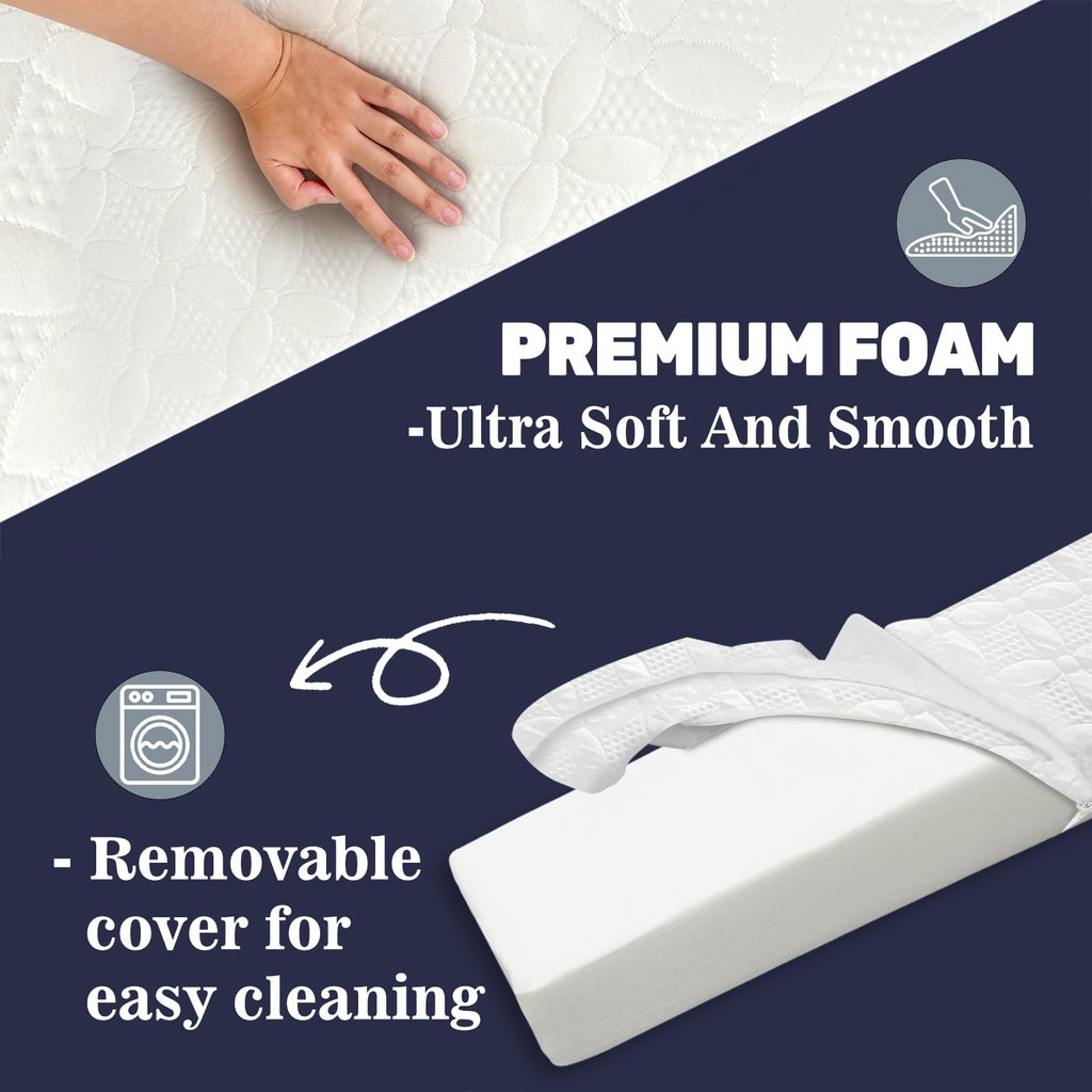 Bed Wedge Pillow Headboard, Ultra Soft Wedge Gap for King Size Bed, Memory Foam Bed Crack Pillow with Washable Cover, 76" x 10" x 6"