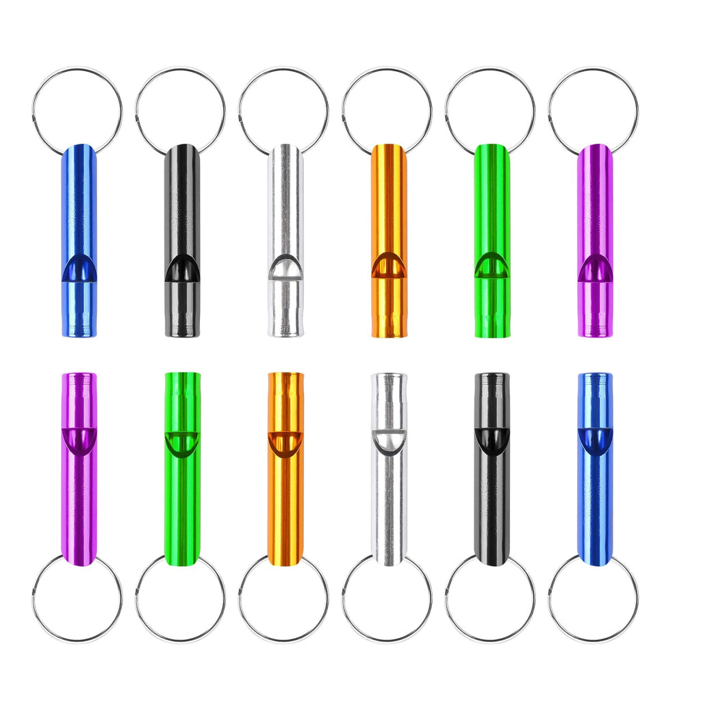 6 pcs Emergency Whistle with Key Chain, Aluminum Extra Loud Safety Survival Whistle Keychain for Outdoor Sports Camping Hiking Boating Hunting, 6 Colors