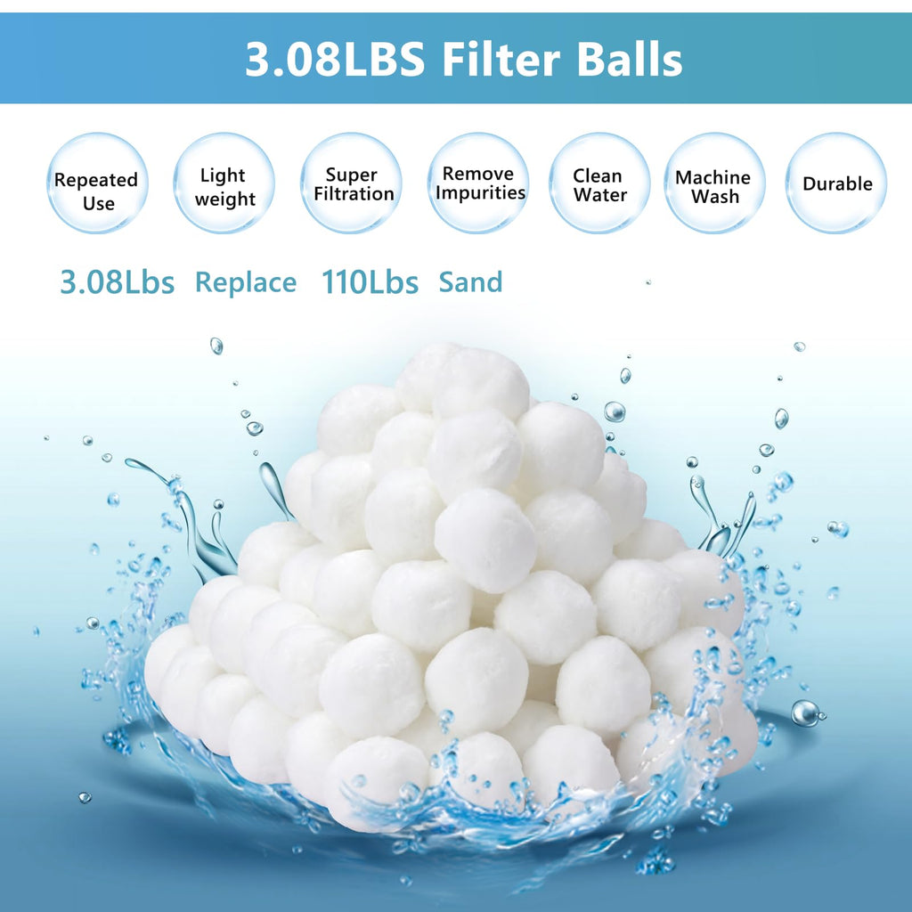Catbgz 3.08 lbs Pool Filter Balls for Sand Filter Pump, Dry Filter Sand Balls, Eco-Friendly Reusable Swimming Pool Filter Media for Above Ground Pool Pool, Aquarium, Fish Tanks, Filter Pumps