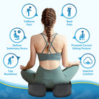 BlissTrends Seat Cushion,5.2in Thick Memory Foam Cushions for Office Chair, Car Seat, Airplane, Relieving Pressure Tailbone Sciatica Back Pain for Long Sitting Office Workers, Car Drivers Grey