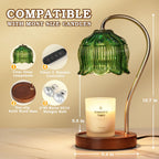 Dimmable Flower Candle Warmer Lamp with Timer, Green Candle Lamp Warmer for Jar Candle, 2024 Womens Gifts for Christmas, Xmas Gifts for Mom Unique, Home Decor for Bedroom Living Room Decor Aesthetic