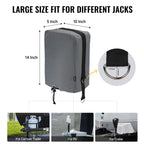 BougeRV RV Electric Tongue Jack Cover with D Rings, 600D Universal Trailer Jack Protective Grey Cover for Outside RV Parts RV Accessories