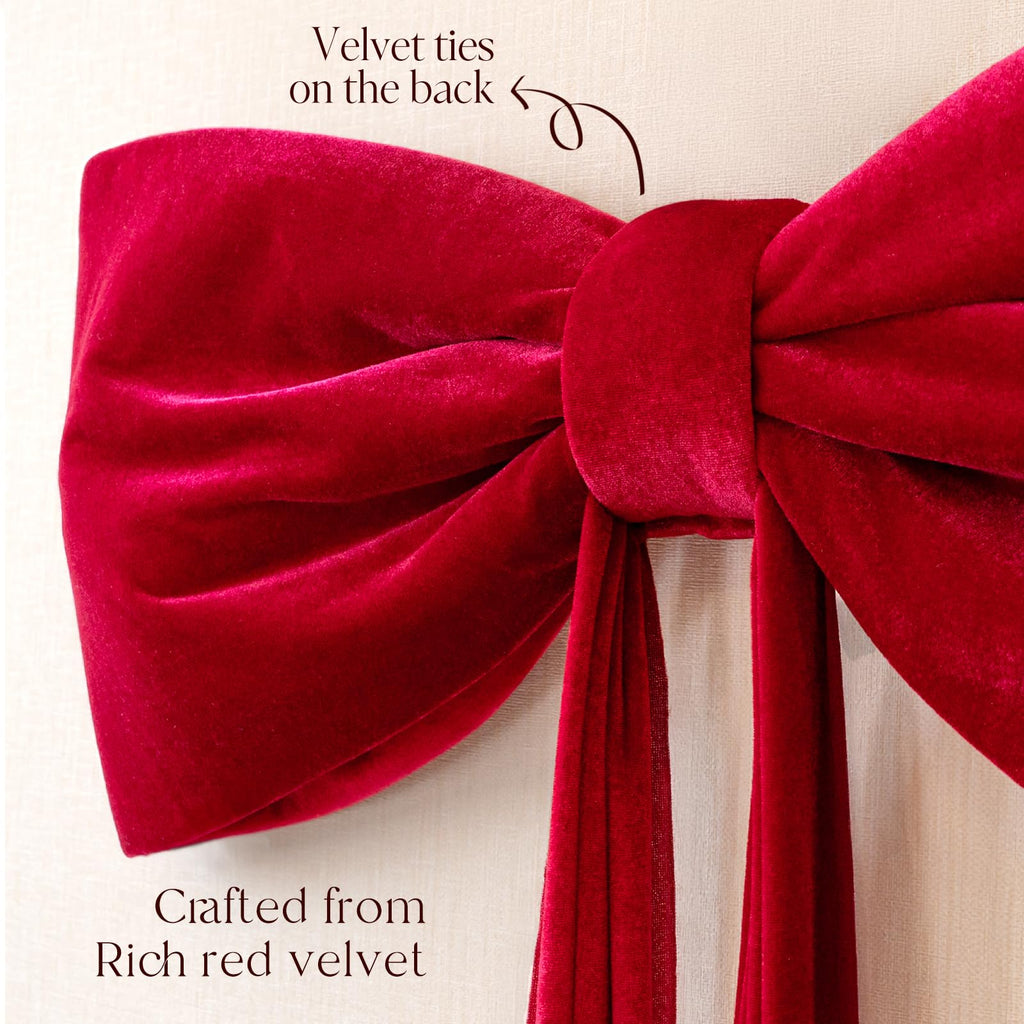 Christmas Decorations - Christmas Decor - 6 Ft Giant Bows for Christmas Tree - Big Red Velvet Bow for Tree Topper Window Wall Mantle - Indoor Home Room Party Valentines Xmas Decoration