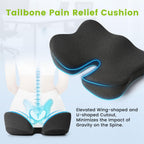 Soft Support Memory Foam Seat Cushion - Wide Cushion for Wide Hip Office Workers, Car Drivers - Sciatica,Tailbone Pain Relief,Office Chair Cushion & Car Seat Cushion (Gray)