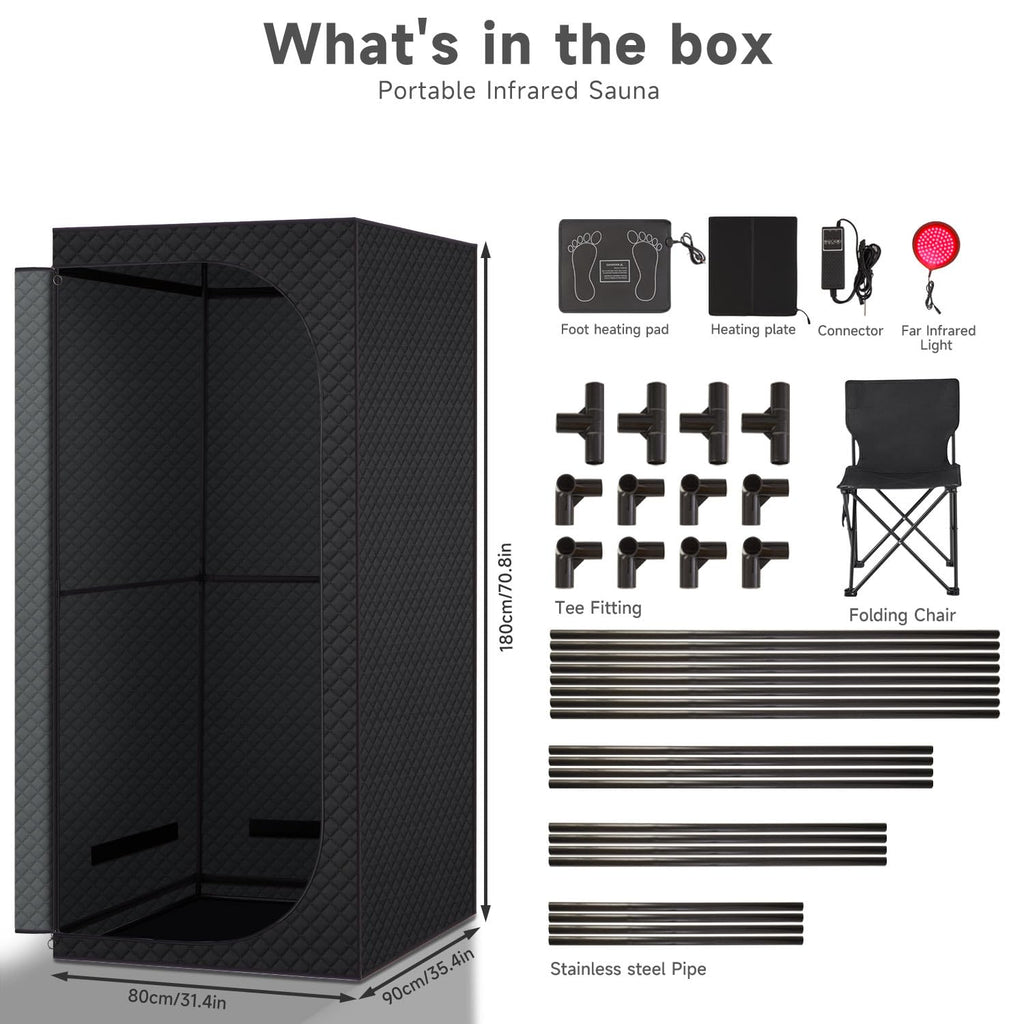 RRGFB Far Infrared Sauna Box with Red Light Therapy, Portable Dry Sauna for Relaxation, Detoxification, Carbon Crystal Heating,9 Levels, Full Size 5.9ft×2.9ft×2.6ft