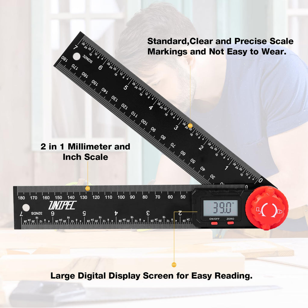 Digital Angle Finder Protractor, Angle Finder Ruler, 7inch 200mm, Angle Measuring Tool for Woodworking,Carpenter,Construction,DIY Measurement
