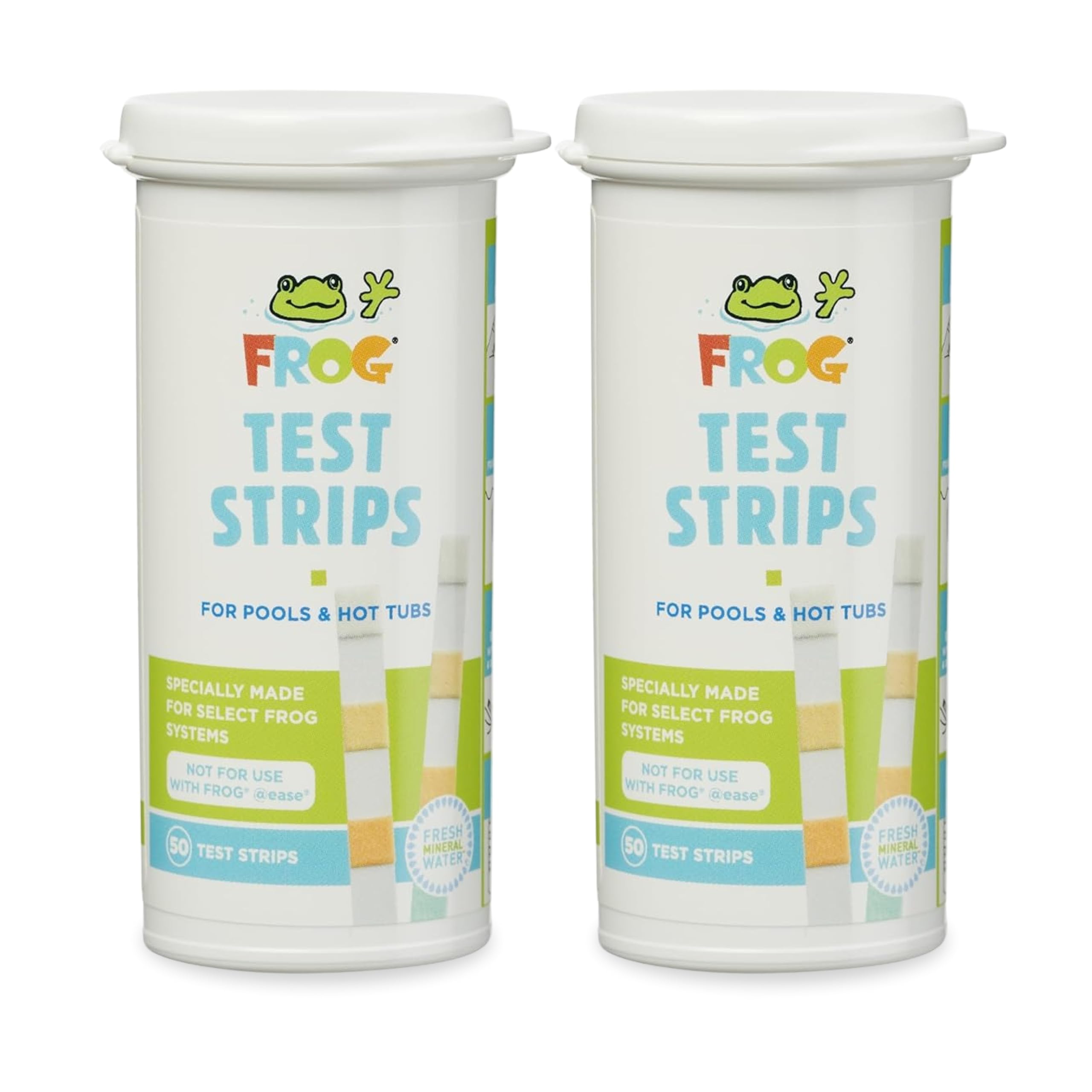 FROG Test Strips for Pools and Hot Tubs - Accurate Indicator for Free Chlorine or Bromine Levels, pH, Total Alkalinity and Total Hardness - Easy Water Testing - 50 Test Strips - 2 Pack