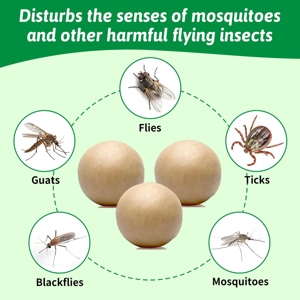 Natural Mosquito Repellent Outdoor Patio Pills, Peppermint Oil 10 Pcs Natural Mosquito Repellant Balls, Safe for Kids & Pets, Bug Deterrent for Home & Patio, Keep Mosquitoes Camping Travel Fishing