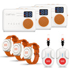 CallToU Wireless Caregiver Pager Portable Alarms for Elderly Wrist Call Button Caregiver Alert Paging System Vibrate Pager with Digital Display Nurse Call Bell Help Button, Alert Button for Seniors