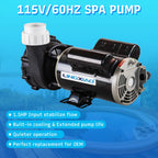 LINGXIAO SPA Pump, 2 Speed Hot Tub SPA Pump - 1.5HP LX SPA Motor, 115V, 2"Port, 48 Frame - (Model: 48WUA1001C-II)