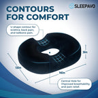 Sleepavo Butt Donut Pillow for Tailbone Pain Relief Cushion - Hemorrhoid Pillows - Sitting Butt Pillow for Office Chair, Travel, Car, Coccyx, Sciatica, Postpartum Pregnancy Sitting Donut Seat Cushion