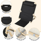 Menkxi Lifting Bed Backrest Portable Folding Adjustable Sit up Back Rest Multifunction Chair for Bed Change Angle of Backrest for Elderly Patients Back Neck Lumbar Support (Black,28.4 Inch)