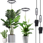 LORDEM Plant Grow Light, Full Spectrum Plant Light for Indoor Plants, Brightness Adjustable LED Growing Lamp with Auto On/Off Timer 4H/8H/12H, Height Adjustable, 2 Packs of Black