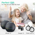 2 Pack Essential Oil Diffusers for Home - 200ml Aromatherapy Diffuser Humidifier with 4 Timers & 7 Colors Night Lights, 20dB Quiet Working for 10 Hours, Waterless Auto-Off
