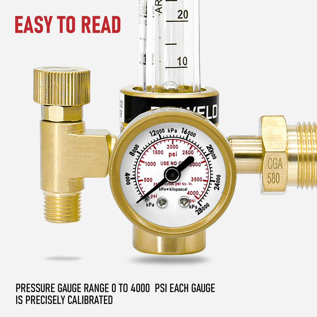 RX WELD Argon Regulator Flowmeter Gas Gauge for Mig Tig Weld