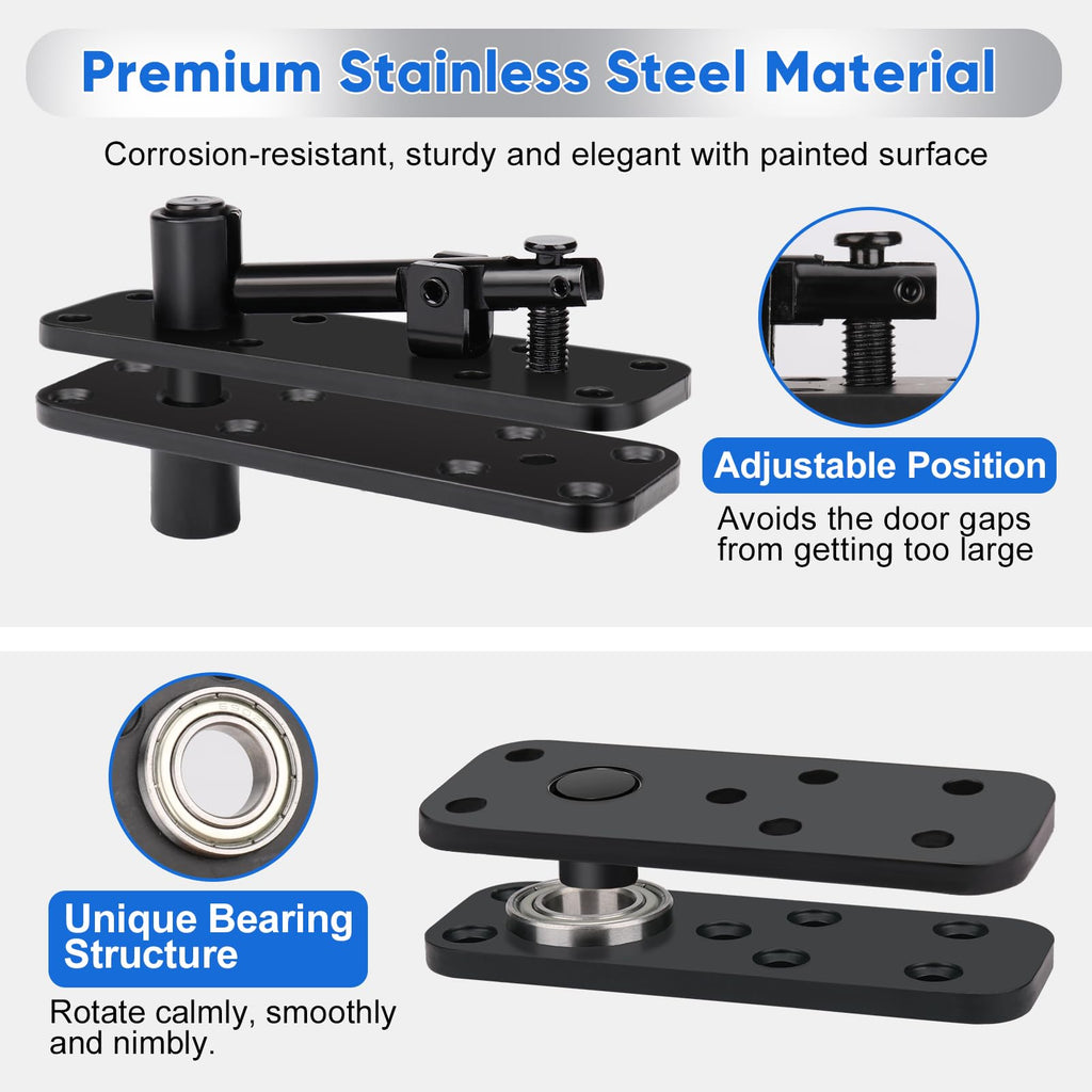 Hidden Door Hinge, Stainless Steel Pivot Hinge, Up to 570Lbs Load-Bearing, Hidden Door Bookcase Hinge, Heavy Duty Swinging Door Hinge 360° Rotation for Secret Door or Concealed Door