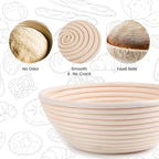 DOYOLLA Bread Proofing Baskets Set of 2 8.5 inch Round Dough Proofing Bowls w/Liners Perfect for Home Sourdough Bakers Baking