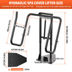 Cover Lifter,Hot Tub Cover Lifter Undermount,Spa Cover Lift,Heavy Duty Hot Tub Cover Lifter Hydraulic Removal System Adjustable U-Arms Reinforced Brackets,Undermount Design Works with All Spa Shapes
