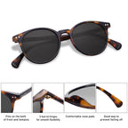 Small Round Classic Polarized Sunglasses for Women Men Vintage Style UV400 Lens MAY SJ2113, Tortoise/Grey