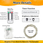 4-Pack Fairy Lights Battery Operated with Remote, Waterproof 33FT 100 LED Battery String Lights Outdoor Indoor, 8 Modes Twinkle Lights with Timer for Bedroom Classroom DIY Christmas Decor (Warm White)